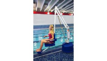 Aqua Creek Revolution Pool Lift with Spa Arm | No Anchor | White Powder Coat with Blue Seat | F-702RLNA-SPA