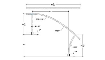 Saftron Triton Series Deck to Pool Mounted Handrail | .25" Thickness 1.90" OD | 60"W x 35"H | Taupe | TDTP-160-T