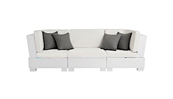 Ledge Lounger Signature Collection Sectional | 5 Piece Sofa & Chairs White Base | Mediterranean Blue Standard Fabric Cushion | LL-SG-S-5PSC-SET-W-STD-4652