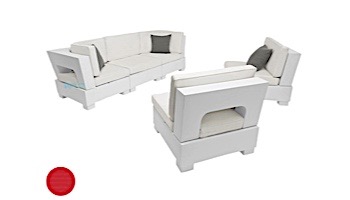 Ledge Lounger Signature Collection Sectional | 5 Piece Sofa & Chairs White Base | Jockey Red Premium 1 Fabric Cushion | LL-SG-S-5PSC-SET-W-P1-4603