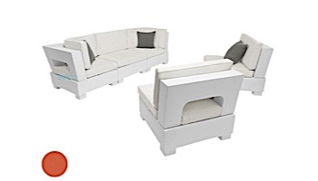 Ledge Lounger Signature Collection Sectional | 5 Piece Sofa & Chairs White Base | Tuscan Premium 1 Fabric Cushion | LL-SG-S-5PSC-SET-W-P1-4677