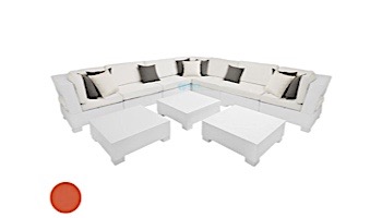 Ledge Lounger Signature Collection Sectional | 10 Piece L-Shape White Base | Tuscan Premium 1 Fabric Cushion | LL-SG-S-10PLS-SET-W-P1-4677