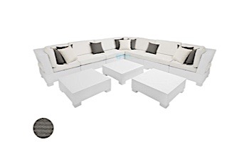 Ledge Lounger Signature Collection Sectional | 10 Piece L-Shape White Base | Charcoal Grey Standard Fabric Cushion | LL-SG-S-10PLS-SET-W-STD-4644
