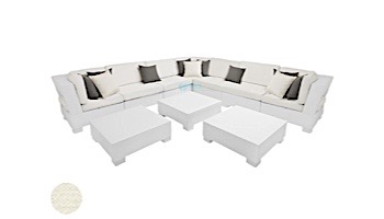 Ledge Lounger Signature Collection Sectional | 10 Piece L-Shape White Base | Oyster Standard Fabric Cushion | LL-SG-S-10PLS-SET-W-STD-4642