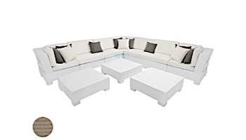 Ledge Lounger Signature Collection Sectional | 10 Piece L-Shape White Base | Taupe Standard Fabric Cushion | LL-SG-S-10PLS-SET-W-STD-4648
