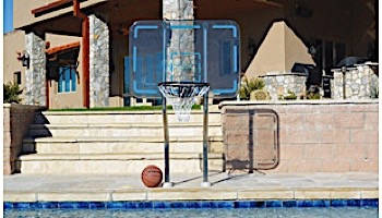 Inter-fab Pro Style Basketball Game Set | 18" Offset Post | On Deck Anchor System | White Thermo Plastic Coated Support Legs | SPS-RBAL 18 DC-TPC-W