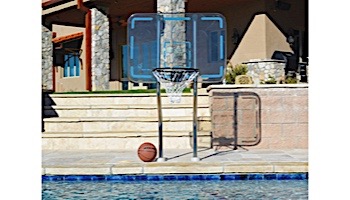 Inter-fab Pro Style Basketball Game Set | 18" Offset Post | In Deck Plastic Anchor Jig | Black Powder Coated Support Legs | SPS-RBAL 18 GPC-2