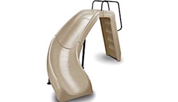 Inter-Fab White Water Pool Slide | Left Curve | Tan | Thermo Plastic Tan Handrails and Legs | WWS-CLT-A-SS-TPC-T
