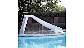 Inter-Fab White Water Pool Slide | Left Curve | Tan | Thermo Plastic Tan Handrails and Legs | WWS-CLT-A-SS-TPC-T