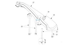 Inter-fab White Water Silde Upper Runway Right Turn | Blue | WWS-URUN-B-R