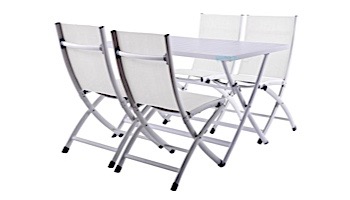 Vivere Brunch Folding Table and Bachelor Chairs 5-Piece Set |  White | BRUC5-WH