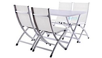 Vivere Brunch Folding Table and Bachelor Chairs 5-Piece Set | White | BRUC5-WH