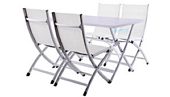 Vivere Brunch Folding Table and Bachelor Chairs 5-Piece Set |  White | BRUC5-WH