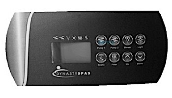 Dynasty Spas Topside Control Panel Overlay | K-85 in.XE 2 Pump | Dynasty Logo | 12669