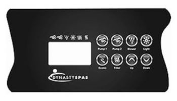 Dynasty Spas Topside Control Panel Overlay | K-85 in.XE 2 Pump | Dynasty Logo | 12669 | 14238