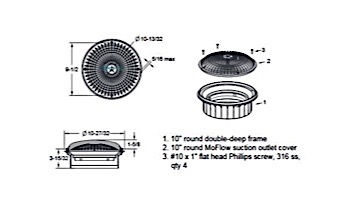 AquaStar 10" Round MoFlow Suction Outlet Cover | Double Deep Sump | Black | 10MF102A