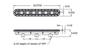 AquaStar 32" Channel Drain with 3 Port Sump/"AV" Grate  Anti-entrapment Suction Outlet Cover for Fiberglass without Gaskets (VGB Series) | White | 32CDAVFG101