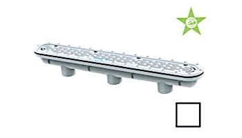 AquaStar 32" Channel Drain with 3 Port Sump/Flat Grate Anti-entrapment Suction Outlet Cover for Fiberglass (VGB Series) | White | 32CDFLFG101