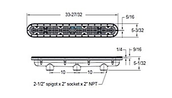 AquaStar 32" Channel Drain with 3 Port Sump/Flat Grate Anti-entrapment Suction Outlet Cover for Fiberglass (VGB Series) | Black | 32CDFLFG102