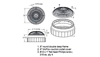 AquaStar 8" Round MoFlow Suction Outlet Cover with Double Deep Sump | White | 8MF101A