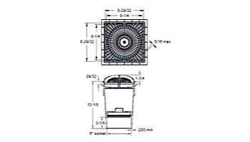 AquaStar 9" Square MoFlow Suction Outlet Cover with 6" Socket Deep PVC Sump | White | 9MF101F