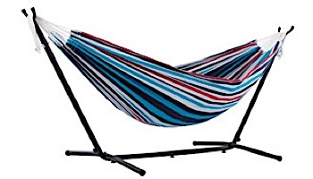 Vivere Double Cotton Hammock with White Stand | 9-Foot Denim | UHSDO9-W12