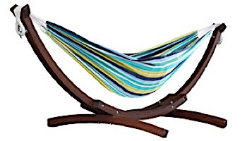 Vivere Double Cotton Hammock with Solid Pine Arc Stand | 8-Foot Cayo Reef | C8SPCT-29