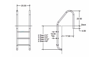 SR Smith Residential Econoline 24" Ladder | 5-Step Plastic Treads | 316L Marine Grade | RLF-24E-5D-MG