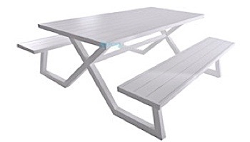 Vivere Banquet Deluxe 8-Seat Picnic Table | White | BDAT-WH