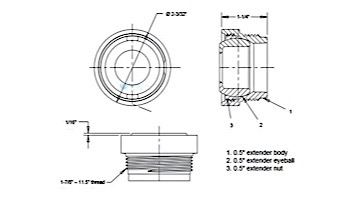 AquaStar 1.5" Flush Mount Extender Return Fitting with Slotted Orifice | White | ASD101D