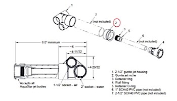 Aquastar AquaThunder 2.5" Gunite Jet Body Assembly | without Niche | White | ATG201