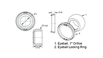 AquaStar Standard 1" Eyeball and Nut Only | White | EN101