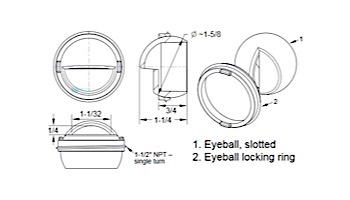 AquaStar Slotted Orifice Eyeball and Nut | White | END101