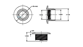 AquaStar Large Wall Fitting with 1 1/2" FPT with Vinyl Gasket and Lock Nut | Dark Gray | ES1022V05