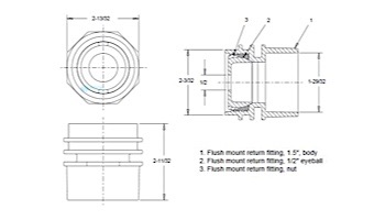 AquaStar Choice Flush Mount Return/Water Barrier with 1.5" Socket | Tan | JE3108