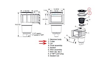 AquaStar Standard FlowStar Skimmer with Water Stop Face, Float Assembly and Basket | without Lid and Collar | White | SKR1NL101