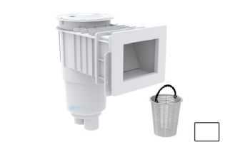 AquaStar Flow Star Standard Skimmer with Narrow 9" Deep Throat, Float Assembly, Basket, Lid and Adjustable Collar for Vinyl | White | SKRVFL3N101