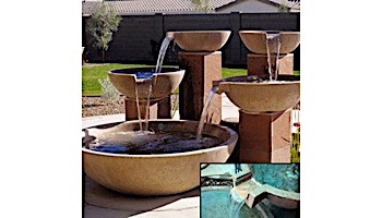 Water Scuppers and Bowls Marseilles Fountain Bowl | 33" White Sandblasted with Copper Scupper Insert | WSBMAR33
