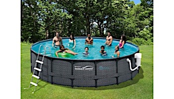 Summer Waves Elite Dark Wicker Round Metal Frame Pool Package | 18' Round 52" Tall | NB2132