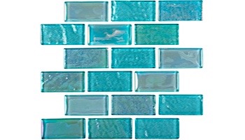 National Pool Tile Equinox 1x2 Glass Tile | Icy Teal | EQX-WINTER1X2