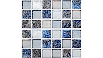 National Pool Tile Pacific Palisades Series 1x1 Glass Tile | Blue Grey | PFS-SEASHORE