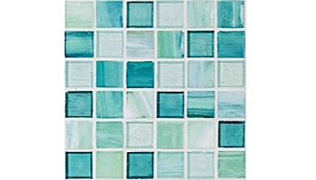 National Pool Tile Santorini Series 1x1 Glass Tile | Cerulean Aqua | SAN-AQUA