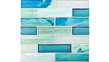 National Pool Tile Santorini Series 1x4 Glass Tile | Argent Blue | SAN-BLUE1X4