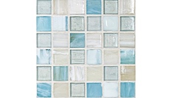 National Pool Tile Santorini Series 1x1 Glass Tile | Cerulean Aqua | SAN-AQUA