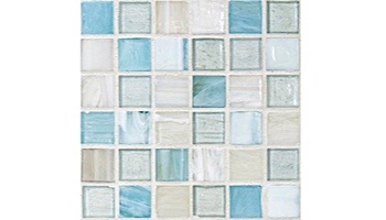 National Pool Tile Santorini Series 1x1 Glass Tile | Argent Blue | SAN-BLUE