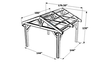 Outdoor GreatRoom Lodge II Pergola Kit | 14' X 14' Mocha Wood | LODGE II