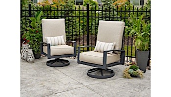 Outdoor GreatRoom Lyndale Highback Swivel Rocking Chairs | Cast Ash Sunbrella Cushions | LSR-CA