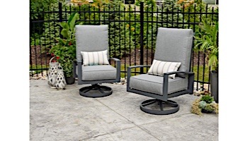 Outdoor GreatRoom Lyndale Highback Swivel Rocking Chairs | Cast Slate Sunbrella Cushions | LSR-CS