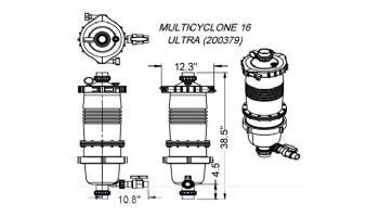 Waterco MultiCyclone Ultra MC16 Centrifugal Water Filtration - Cartridge Filter | 75sqft. - 2" | 200379 | 200379A