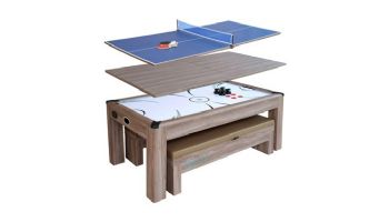 Hathaway Driftwood 7-Foot Air Hockey Table Tennis Combo Set with Benches | NG1137H BG1137H